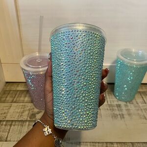 Sparkling Blue Rhinestone Tumbler